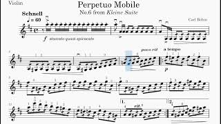 Bohm Perpetuo Mobile 60 BPM Slow Practice Violin and Piano Accompaniment Sheet Music Play along [upl. by Schaffel]