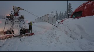 Truckee CA dig out from epic blizzard of 2024  Semi Recovery  Plows  Snow Train  4k [upl. by Aniuqahs]