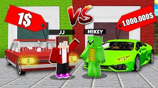 Mikey and JJ  MIKEY 1 CAR vs JJ 1000000 CAR BATTLE IN MINECRAFT  Maizen Parody [upl. by Leidgam]