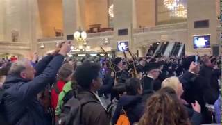 North Lanarkshire Schools Pipe bands at Grand Central Station New York [upl. by Itida651]