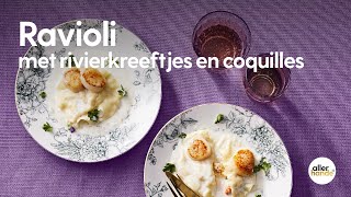 Ravioli met rivierkreeftjes en coquilles  Kerstrecepten  Allerhande [upl. by Honebein]