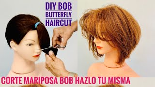 Corte Mariposa Bob Hazlo Tu Misma  DIY BUTTERFLY BOB HAIRCUT [upl. by Liatnahs]