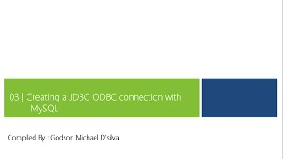 3 Creating a JDBC ODBC connection with MySQL [upl. by Suzetta]