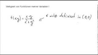 Stetigkeit von Funktionen mehrerer Variablen I [upl. by Ahsilac]