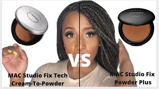 MAC STUDIO FIX POWDER PLUS VS MAC STUDIO FIX TECH CREAMTOPOWDER [upl. by Nipsirc484]