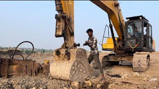 Removing breaker and attach bucket to SANY excavator full process [upl. by Napoleon]