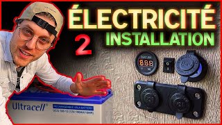 24 ÉLECTRICITÉ en fourgon  Installer les prises et batteries   Aménagement kangoo aménagé diy [upl. by Wystand]