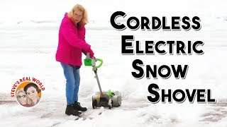 Cordless Electric Snow Shovel In Heavy Wet Snow Will it Work [upl. by Nowahs784]