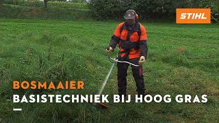 Maaitechnieken Basistechniek bij hoog gras  STIHL Bosmaaiers [upl. by Edrei]