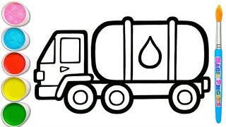 Drawing Painting Coloring Water Tanker for Kids amp Toddlers  How to Draw Paint Basics [upl. by Palgrave]