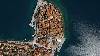 Korčula town from high from very high Korčula island Croatia [upl. by Khorma973]