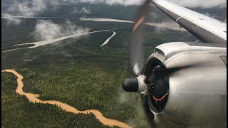 Flying on Everts Air Cargo Curtiss C46 Commando Takeoff at Anaktuvuk Pass Alaska Airport KAKPAKP [upl. by Lennor476]