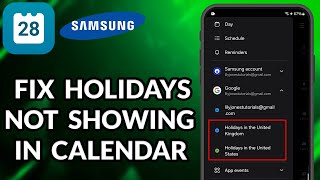 How To Fix Google Account Not Showing Holidays Calendar In Calendar App On Samsung Phone [upl. by Hairabez]