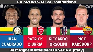 Cuadrado vs Ciurria vs Orsolini vs KarsdorpSerie A Italy Top Right MidsEA FC24 Comparison [upl. by Nwahsor]