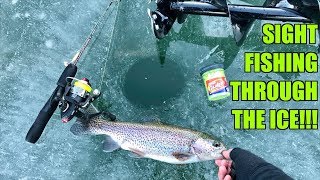 CRAZIEST Ice Fishing Day of my Life SIGHTFISHING Through the Ice [upl. by Issim140]