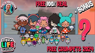 All FREE REAL CRUMPETS 2024 in Toca Boca Life World ❤️ [upl. by Bonina]