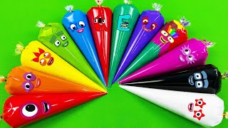 Finding Rainbow Numberblocks SLIME with Piping Bags Droplets Shapes Satisfying ASMR Videos [upl. by Maury488]