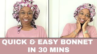 how to cut and sew a hair bonnet for beginners  quick and easy way to sew a bonnet [upl. by Arikahc]