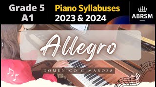 20232024 ABRSM Grade 5 A1 Allegro by Domenico Cimarosa with hands separate tutorial playing [upl. by Mimajneb]