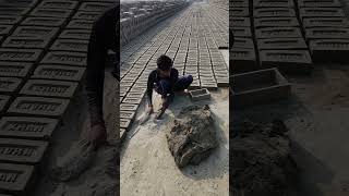 Manual brick making by clay soil shorts [upl. by Gilbye]