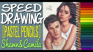 HOW TO DRAW with PASTEL PENCILS Fet Shawn Mendes amp Camila Cabello  Green Foundation Technique [upl. by Fleck]