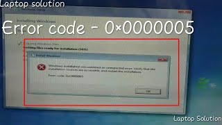 Error code 0×0000005 installation windows full solution  One minute solution [upl. by Artinek119]