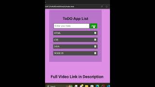 Todo List in Javascript shorts short shortsyoutube shortsviral viralvideo video [upl. by Euqinehs547]