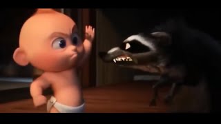 The Incredibles 2  Jack Jack vs Raccoon Fight [upl. by Zetrac]