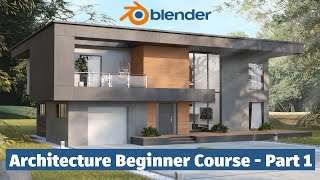 Modern house in Blender  Full tutorial series  Part 1 [upl. by Akemahc]