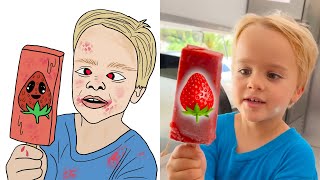 Chris and Niki explore Moms ice cream truck funny drawing meme [upl. by Notkcorb]