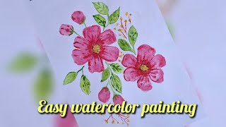 flower drawing with watercolor  easy watercolor flowers for beginners [upl. by Dennison]