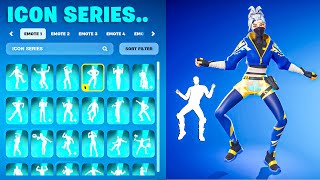 ALL ICON SERIES DANCES amp EMOTES IN FORTNITE [upl. by Noiztneb351]