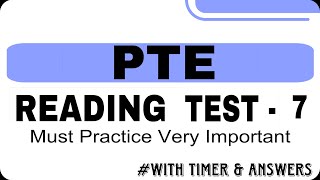 PTE READING Test 007  With Timer amp Answers  ptereading  celpip  ielts  pte [upl. by Ysle]