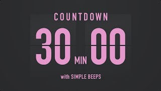 30 Minutes Countdown Flip Clock Timer  Simple Beeps 💕🖤 [upl. by Nomae]