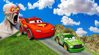 TRANSPORTING PIXAR CARS amp FRUITS WITH COLORED amp JOHN DEERE vs CLAAS vs TRACTORS  BeamNGdrive 962 [upl. by Notslah924]