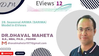 28 Seasonal ARIMA SARIMA Model in EViews 12  Dr Dhaval Maheta [upl. by Zoba651]