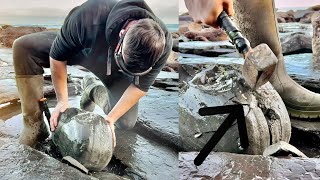 Fossil Hunter Examines HUGE Limestone Nodule Fossil Hunting for Belemnites  Fossil Hunter [upl. by Witha366]