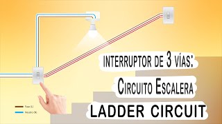 CABLEADO DE CIRCUITO ESCALERA  CONMUTACIÓN  ESQUEMA DE PUENTES  INTERRUPTOR DE 3 VÍAS [upl. by Oivlis]