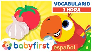 Aprender frutas y verduras para niños  huevos sorpresa con Larry el loro  1 Hora  Baby First TV [upl. by Enohs]