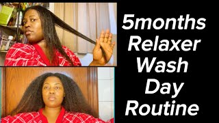 5months Relaxer Update  wash deep conditionmoisturizing and Air drying routine  otismadaline [upl. by Madoc]