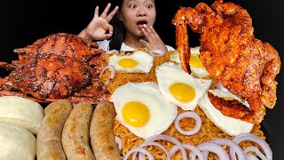 Eating Big Crab With Spicy Noodles Giant Sausage Mantou Buns amp Eggs Nepali Mukbang Eating Show [upl. by Chrystal126]