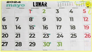 calendario almanaque lunar mayo 2024 4K [upl. by Nylessoj]