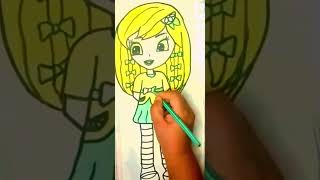 colouring yellow colour in hairs in a drawing of cute dollcolouring in doll with pencil colours [upl. by Arym]