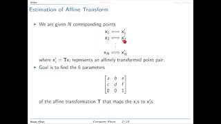 CS565 Computer Vision Lecture 11 Estimation of Transformations Spring 2021 [upl. by Yenahpets]