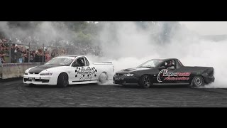 SHRKYZ amp DR1FT8 V8 DRIFT UTES AT LARDNER PARK MOTORFEST 2016 [upl. by Rozalin]