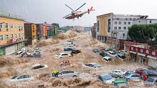 Dramatic Footage from China Historic Flooding sweeps away homes and people in Beijing [upl. by Idid724]