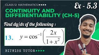 Find dydx if y  cos1 2x1x²  Differentiate y  cos1 2x1x² [upl. by Sell]