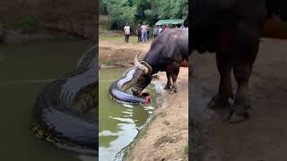 This video is absolutely beyond belief the buffalo actually ate half a python youtubeshorts [upl. by Mohsen]