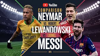 Comparison Neymar Júnior Vs Robert Lewandowski Vs Lionel Messi [upl. by Eltsyrhc366]