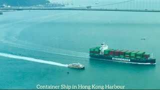 A foggy Day  spotted a container ship 🚢 Cargo Ship hongkong harbour tsingmabridge waterview [upl. by Enrika]